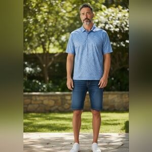 Greg Norman Blue Patterned Polo Shirt